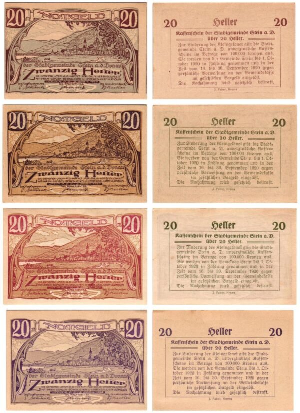 AUSTRIA Stein 1920 local banknotes lot / Notgeld / 4 pcs.