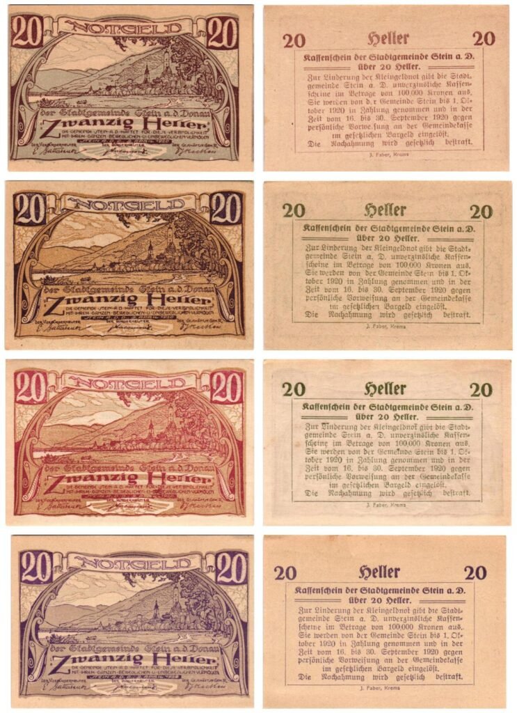 AUSTRIA Stein 1920 local banknotes lot / Notgeld / 4 pcs.
