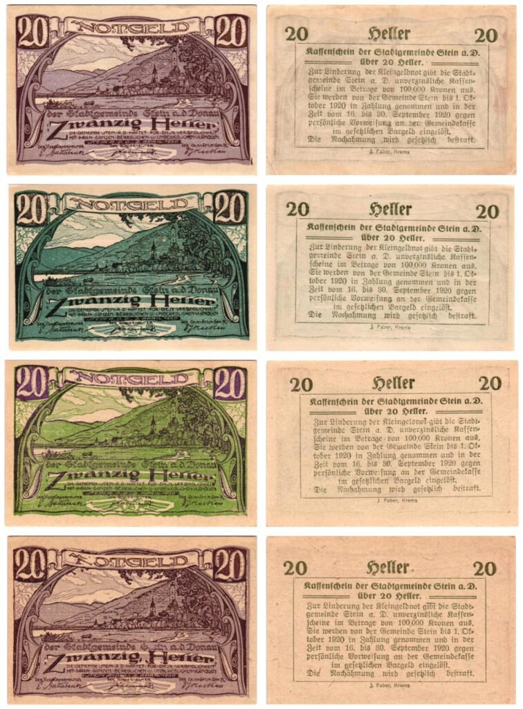 AUSTRIA Stein 1920 local banknotes lot / Notgeld / 4 pcs.