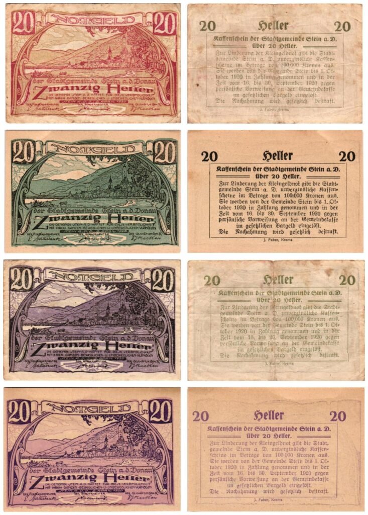 AUSTRIA Stein 1920 local banknotes lot / Notgeld / 4 pcs.