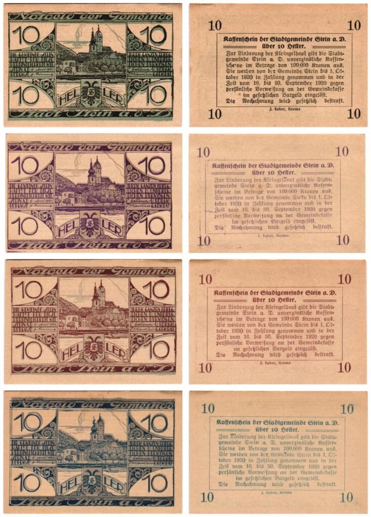 AUSTRIA Stein 1920 local banknotes lot / Notgeld / 4 pcs.