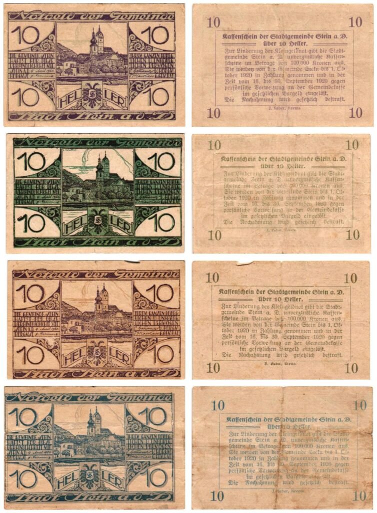 AUSTRIA Stein 1920 local banknotes lot / Notgeld / 4 pcs.