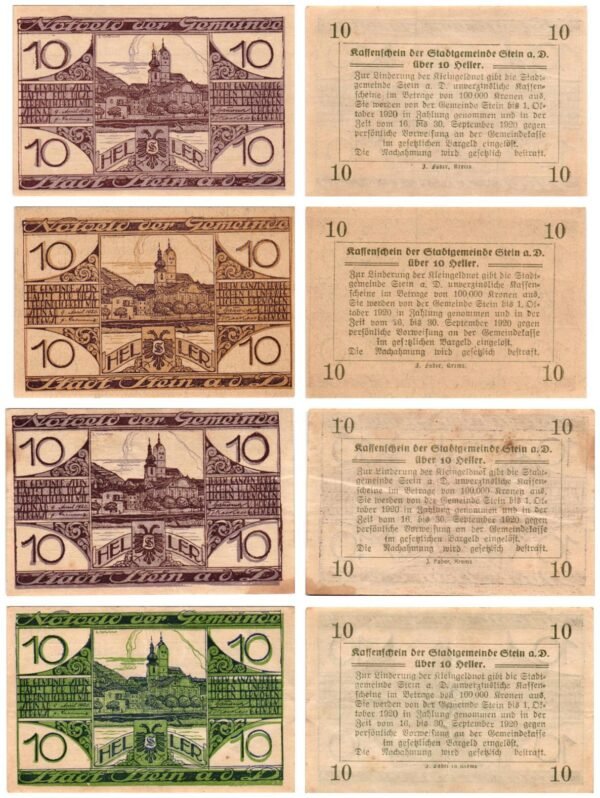 AUSTRIA Stein 1920 local banknotes lot / Notgeld / 4 pcs.