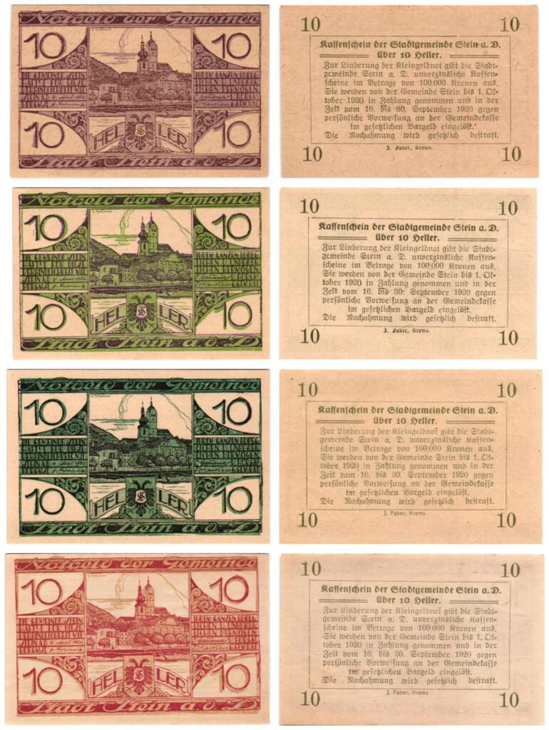 AUSTRIA Stein 1920 local banknotes lot / Notgeld / 4 pcs.