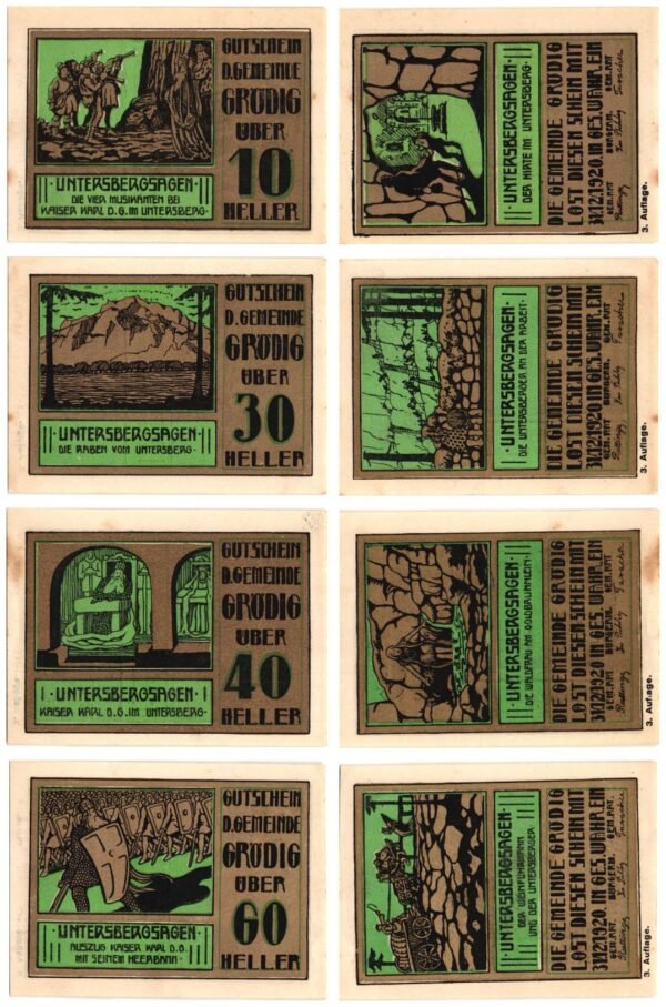 AUSTRIA Grödig 1920 local banknotes lot / Notgeld / 4 pcs.