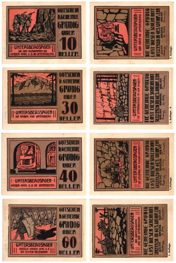 AUSTRIA Grödig 1920 local banknotes lot / Notgeld / 4 pcs.