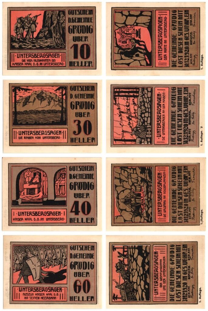 AUSTRIA Grödig 1920 local banknotes lot / Notgeld / 4 pcs.
