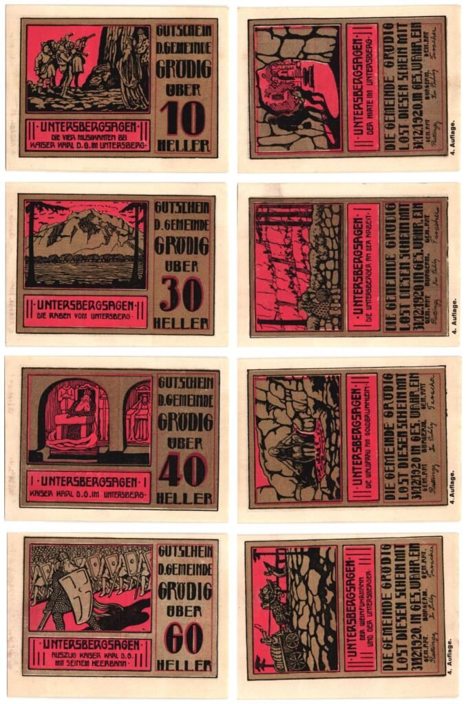 AUSTRIA Grödig 1920 local banknotes lot / Notgeld / 4 pcs.