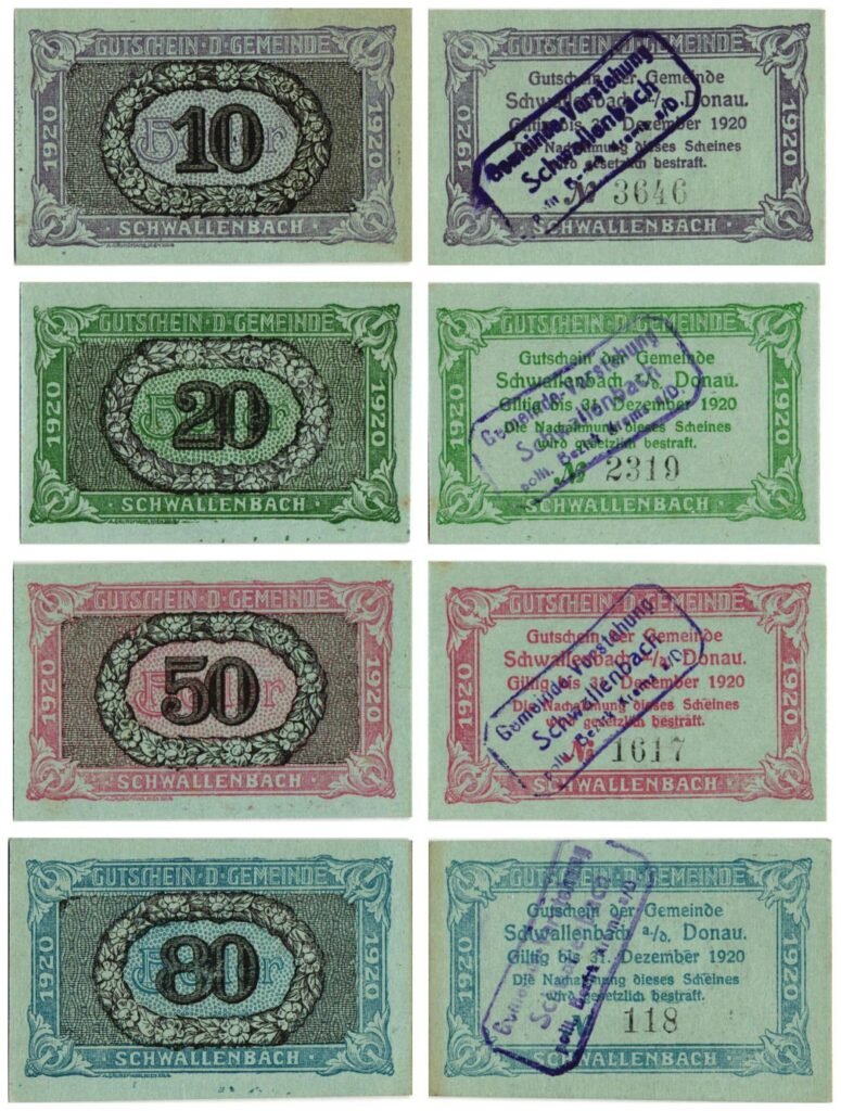 AUSTRIA Schwallenbach 1920 local banknotes lot / Notgeld / 4 pcs.