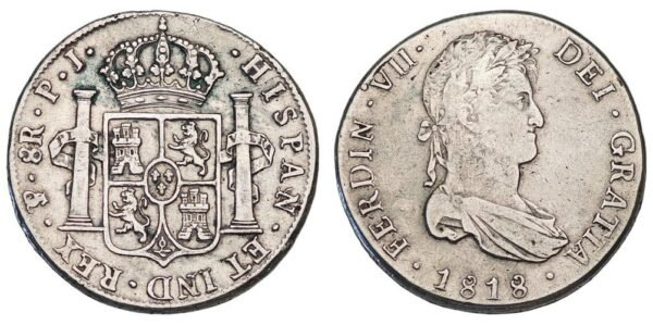 BOLIVIA 8 reales 1818 / Spanish Colonial Issue / Silver / VF