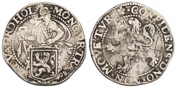 NETHERLANDS 1 daalder 1598 / Utrecht / Leeuwendaalder / Silver / VF-