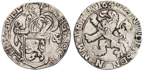 NETHERLANDS 1 dukat 1644 / Gelderland / Leeuwendaalder / Silver / VF