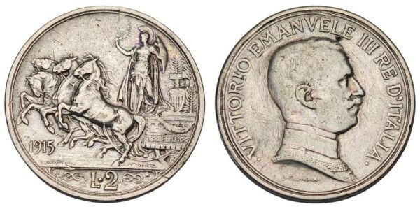 ITALY 2 lire 1915 / Silver / VF