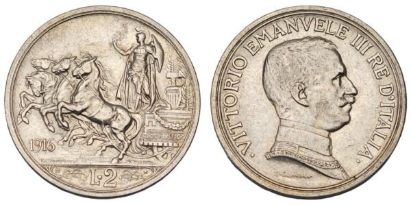 ITALY 2 lire 1916 / Silver / XF