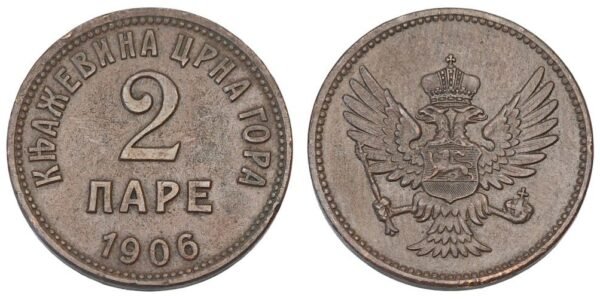 MONTENEGRO 2 pare 1906 / Principality / VF+