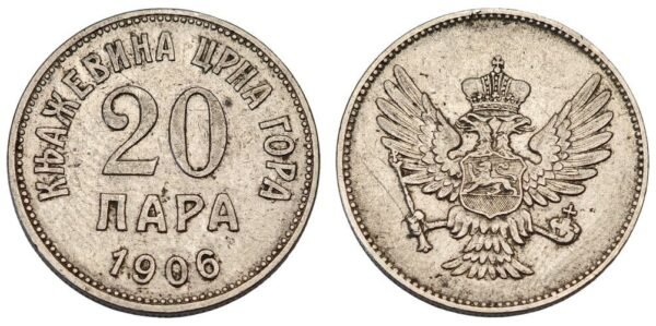 MONTENEGRO 20 para 1906 / Principality / VF