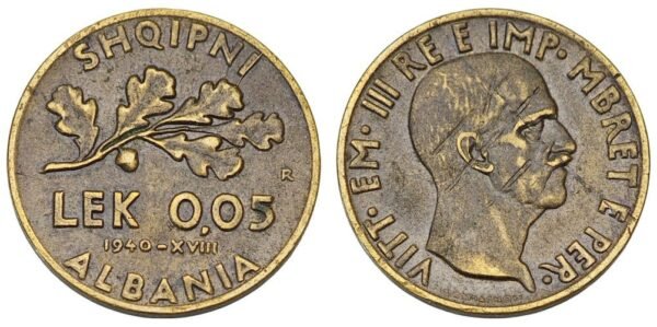 ALBANIA 0.05 lek 1940 / WWII Italian occupation / VF-