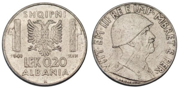 ALBANIA 0.20 lek 1941 / WWII Italian occupation / VF