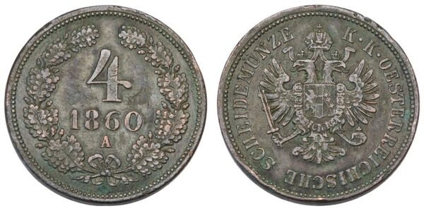 AUSTRIA 4 kreuzer 1860A VF-