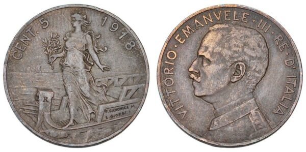 ITALY 5 centesimi 1918 VF