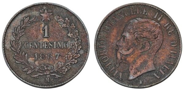 ITALY 1 centesimo 1867M VF