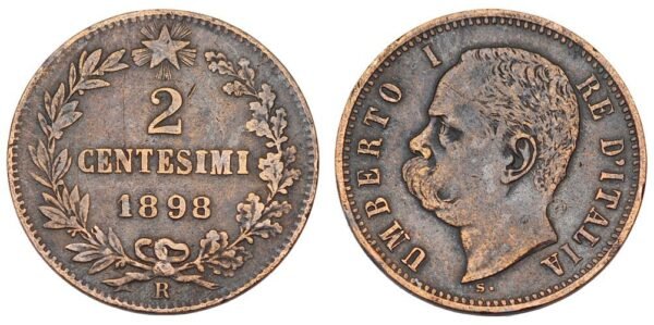 ITALY 2 centesimi 1898 VF