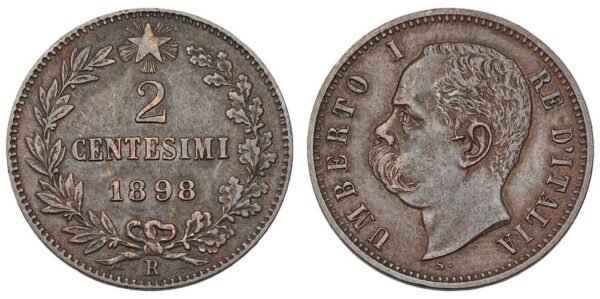 ITALY 2 centesimi 1898 VF