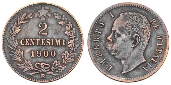ITALY 2 centesimi 1900 VF