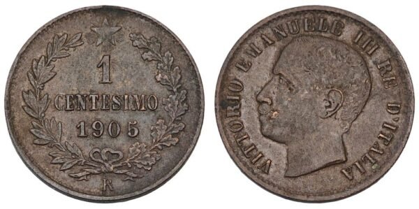 ITALY 1 centesimo 1905 VF