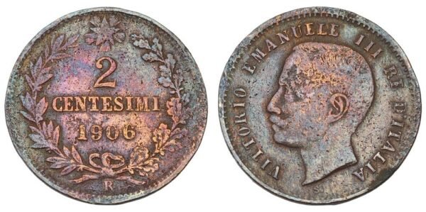 ITALY 2 centesimi 1906 VF-