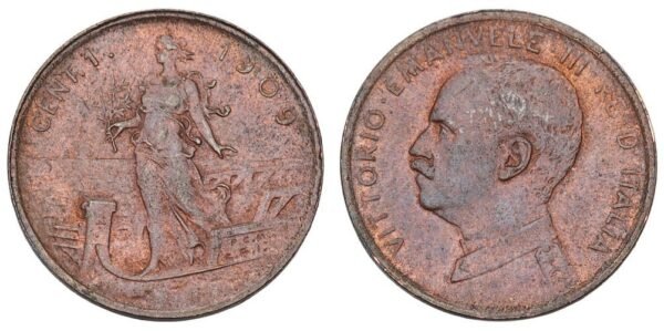ITALY 1 centesimo 1909 VF