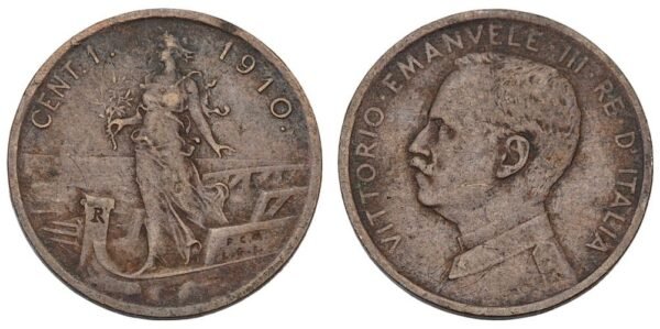 ITALY 1 centesimo 1910 VF