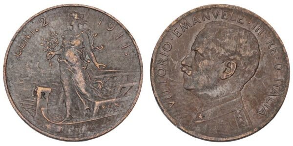 ITALY 2 centesimi 1911 VF