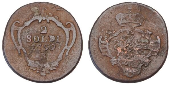 ITALY 2 soldi 1799S / Gorizia / F+
