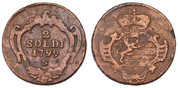 ITALY 2 soldi 1799S / Gorizia / VF