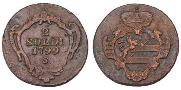 ITALY 2 soldi 1799S / Gorizia / VF