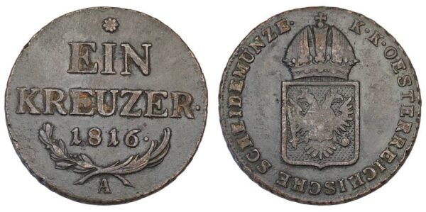 AUSTRIA 1 kreuzer 1816A VF