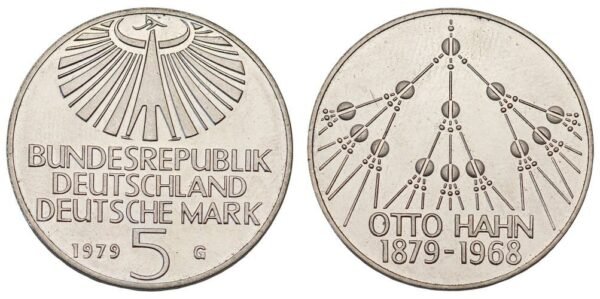 GERMANY 5 mark 1979G / Otto Hahn / UNC-