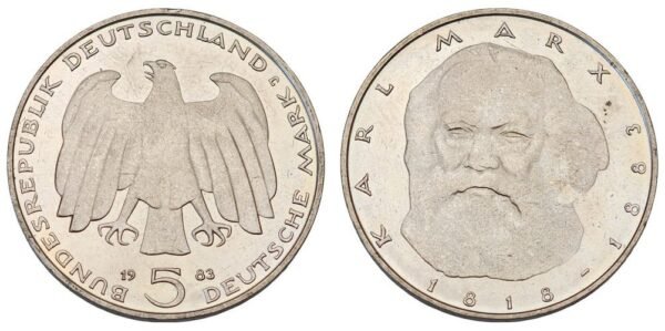 GERMANY 5 mark 1983J / Karl Marx / UNC-