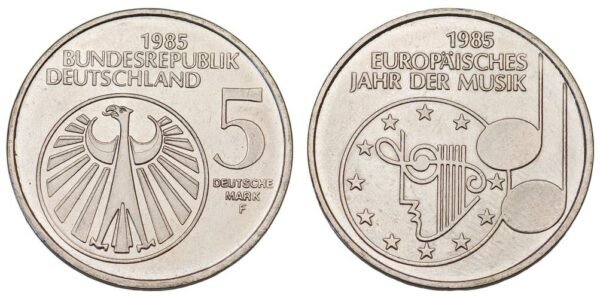 GERMANY 5 mark 1985F / European Year of Music / UNC-