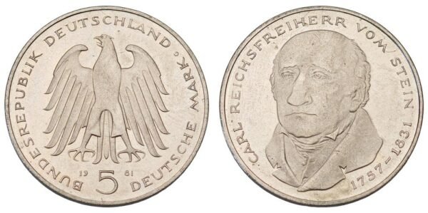GERMANY 5 mark 1981G / Karl Freiherr vom Stein / XF