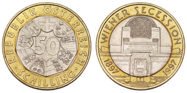 AUSTRIA 50 schilling 1997 / Vienna Secession / UNC-