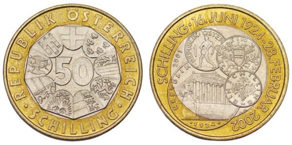 AUSTRIA 50 schilling 2002 / Last Schilling / XF+