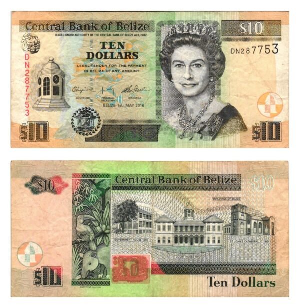 BELIZE 10 dollars 2016 VF