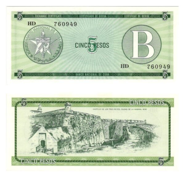 CUBA 5 pesos 1985 / Foreign Exchange Certificate / UNC
