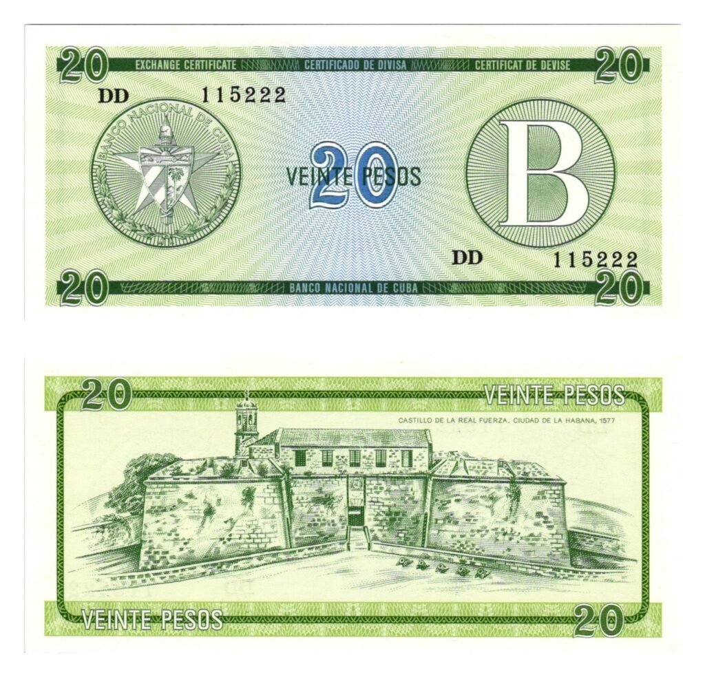 CUBA 20 pesos 1985 / Foreign Exchange Certificate / UNC