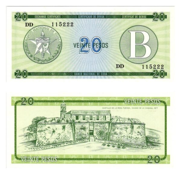CUBA 20 pesos 1985 / Foreign Exchange Certificate / UNC