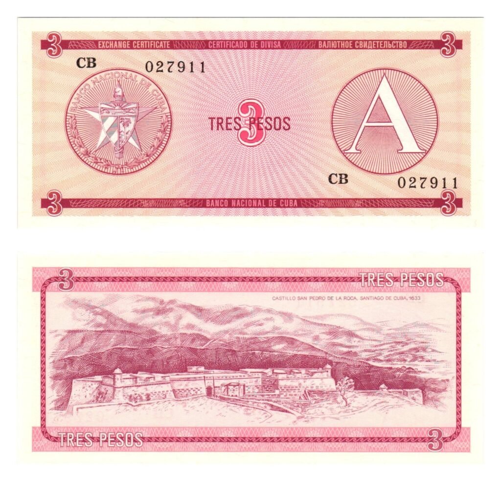 CUBA 3 pesos 1985 / Foreign Exchange Certificate / UNC