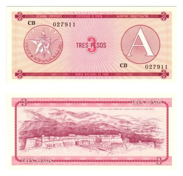 CUBA 3 pesos 1985 / Foreign Exchange Certificate / UNC