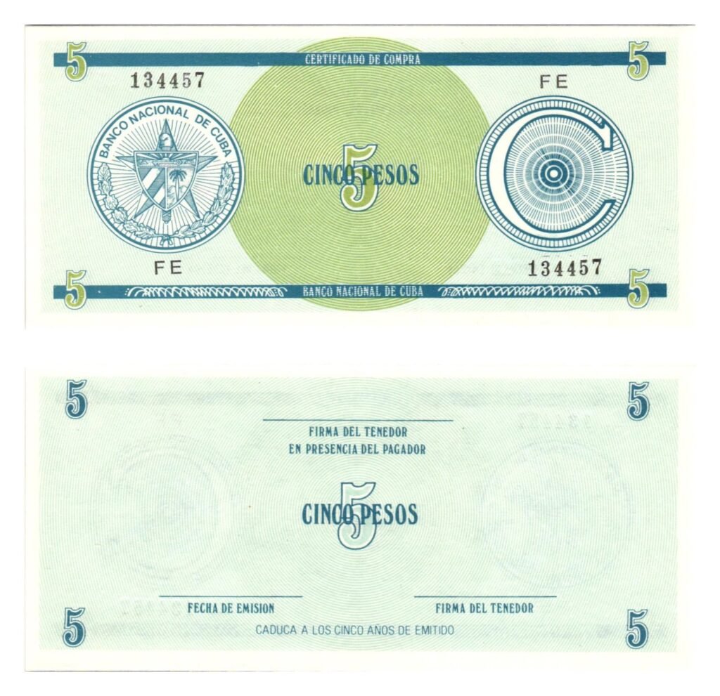 CUBA 5 pesos 1985 / Foreign Exchange Certificate / UNC
